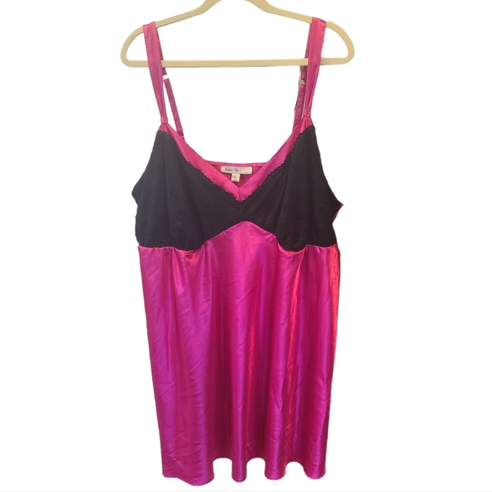 Morgan Taylor Intimates Nightie Pink & Black chemise Slip Women's Plus size